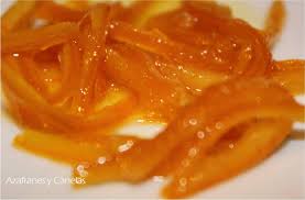 Cáscara de Naranja en tiras confitadas Cáscara de Naranja en tiras confitadas